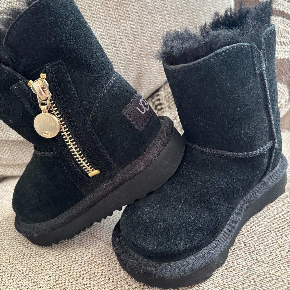UGG Black Boots with Gold Zipper 7C